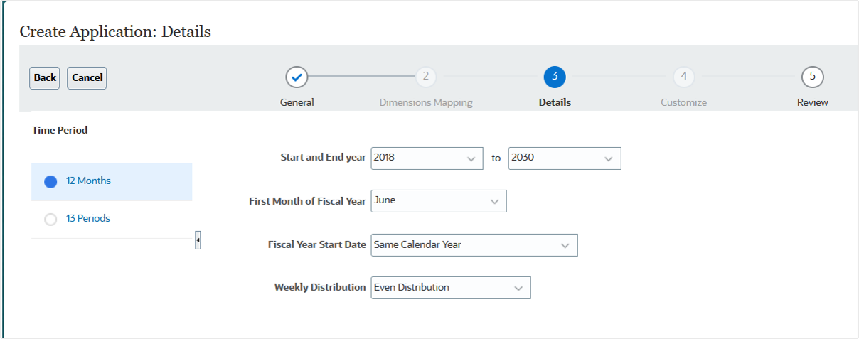 Selecting time period details